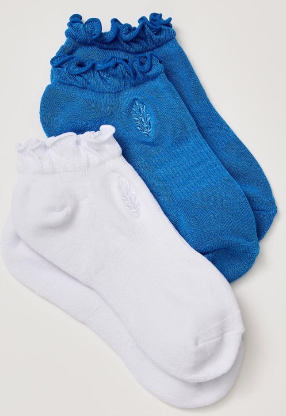 NWT FP Movement Ruffle Sneaker Sock 2-Pack | Blue and White | OS